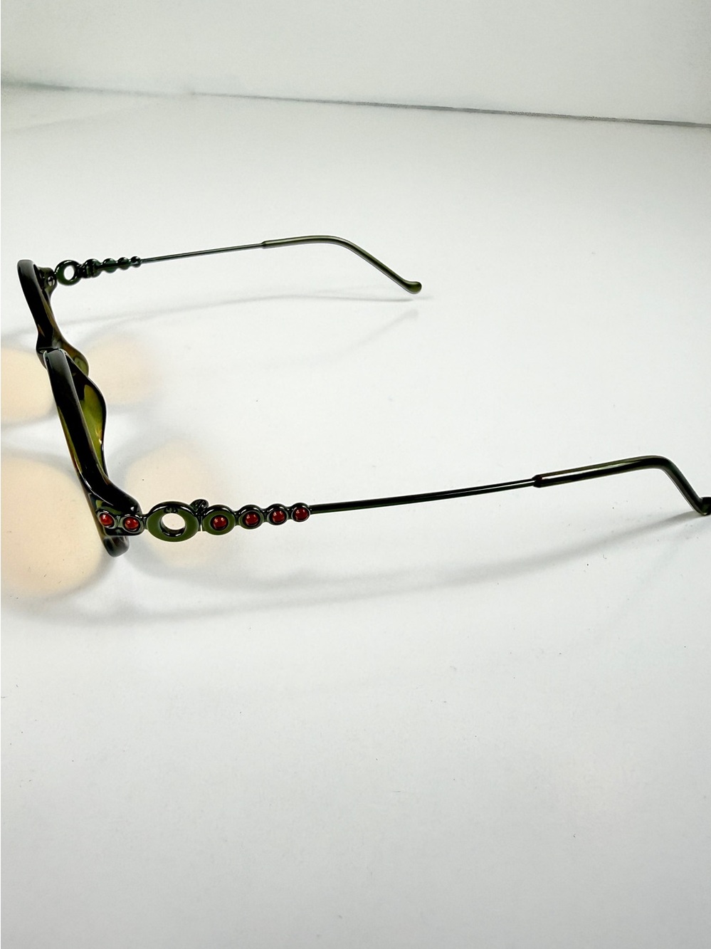 Vintage Dior CD 3033 Green Orange Cabochon Gem Sunglasses Custom Orange Lens Set - Picture 7 of 16